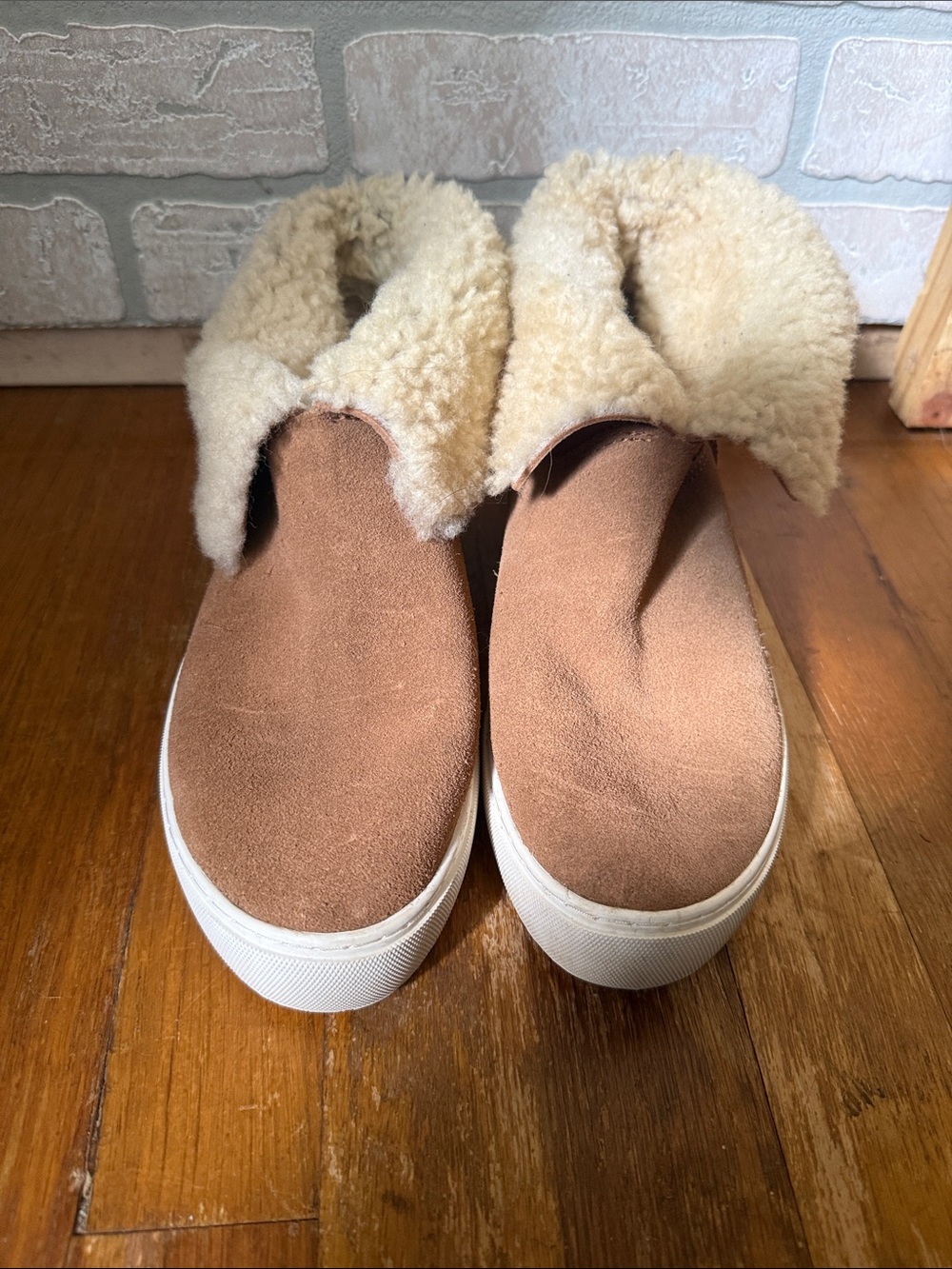 UGG Chestnut Suede Shearling-Lined Slip-On Sneakers